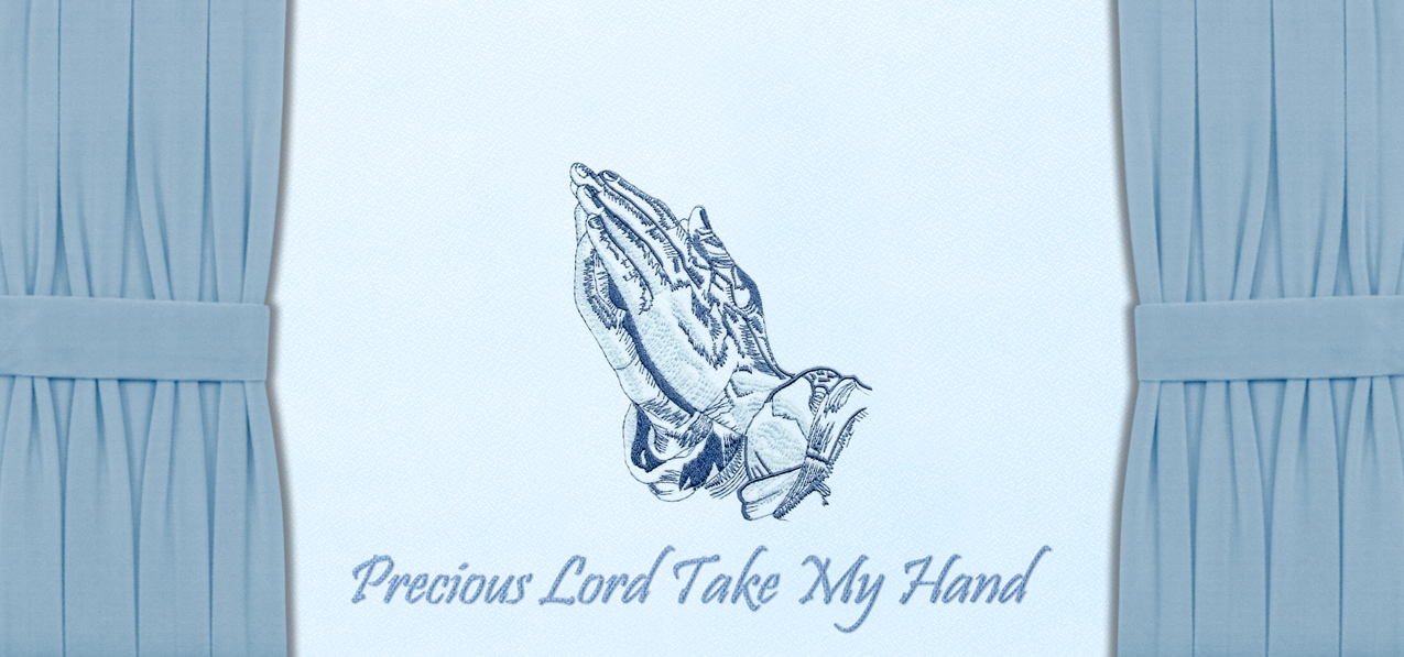 Precious Lord Take My Hand with Curtains Blue Faux
